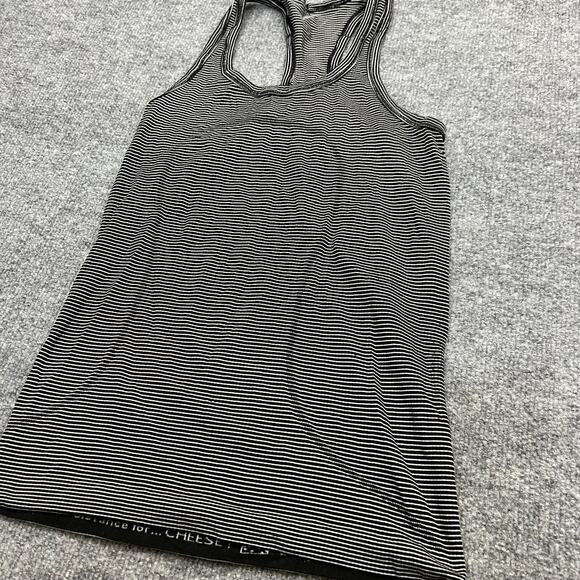 Lululemon Tank Top Womens 4 Black Striped Running Scoop Neck Racerback Pullover - Picture 2 of 10